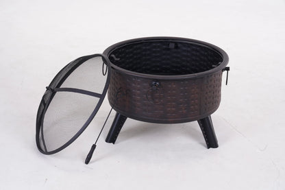 26" Black Steel Wood Burning Round Fire Pit