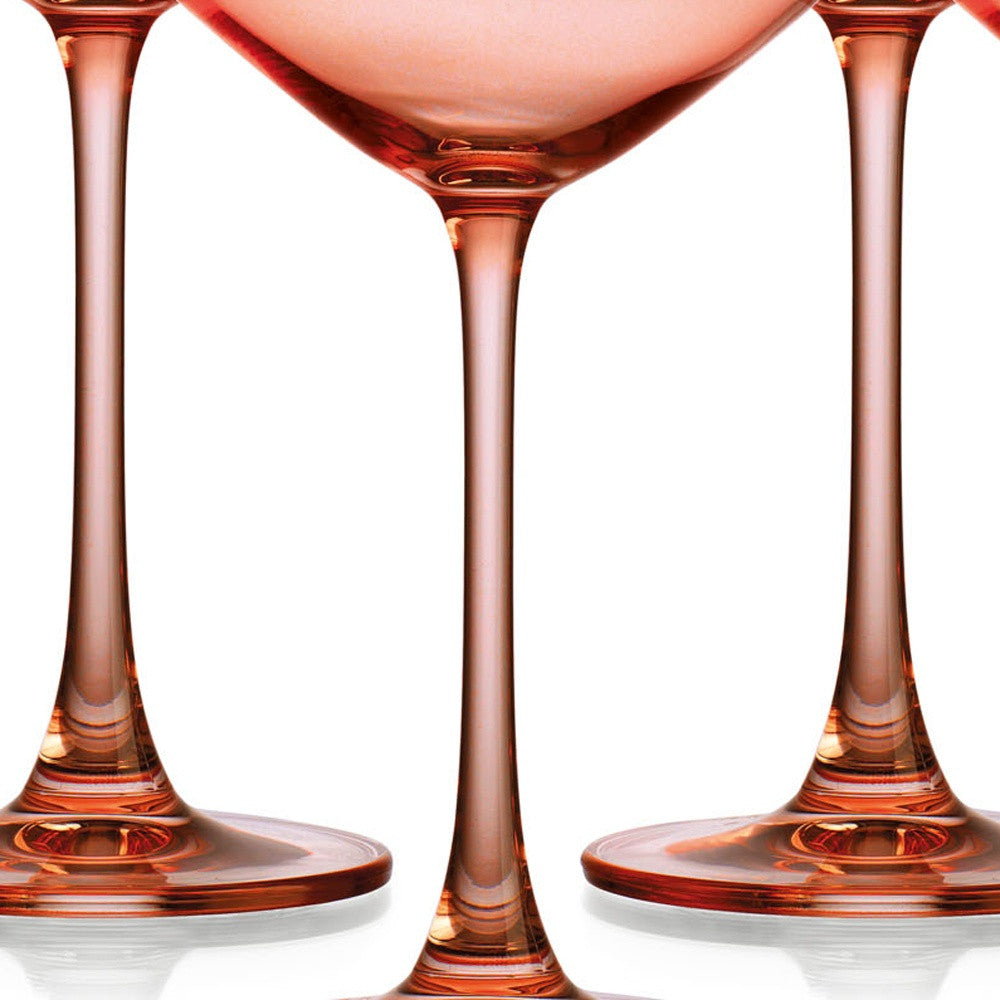 Set of Four Translucent Blush Coral Coupe Glasses