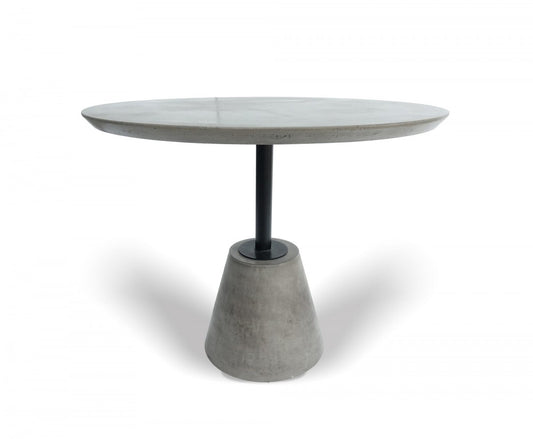 35" Grey Rounded Concrete And Iron Dining Table
