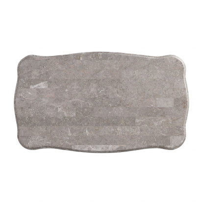 52" White And Marble Faux Marble Rectangular Coffee Table