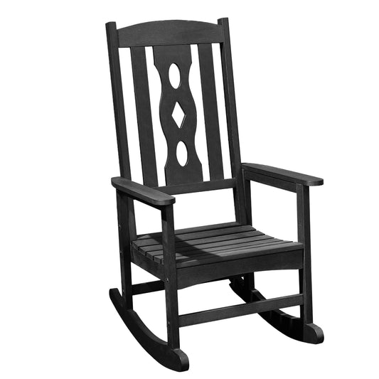 45" Black Heavy Duty Plastic Rocking Chair