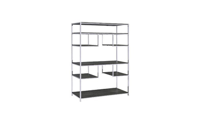 72" Gray and Silver Metal Seven Tier Geometric Bookcase