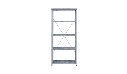 54" Gray and Silver Metal Four Tier Etagere Bookcase