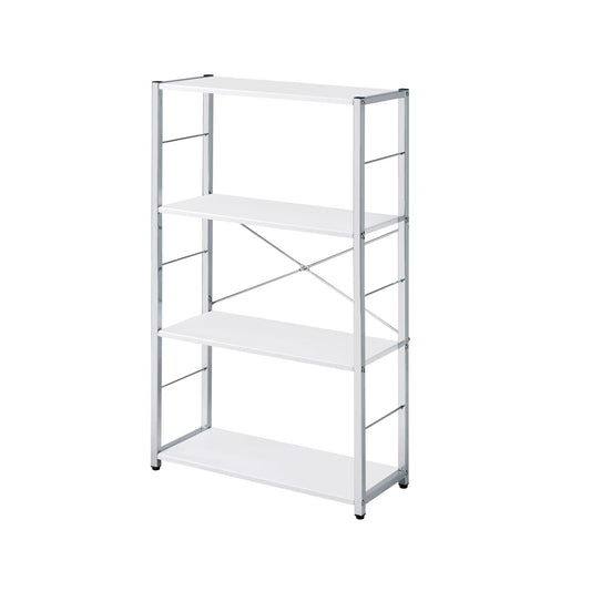 42" White Metal Four Tier Etagere Bookcase