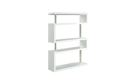 65" White Metal Five Tier Geometric Bookcase