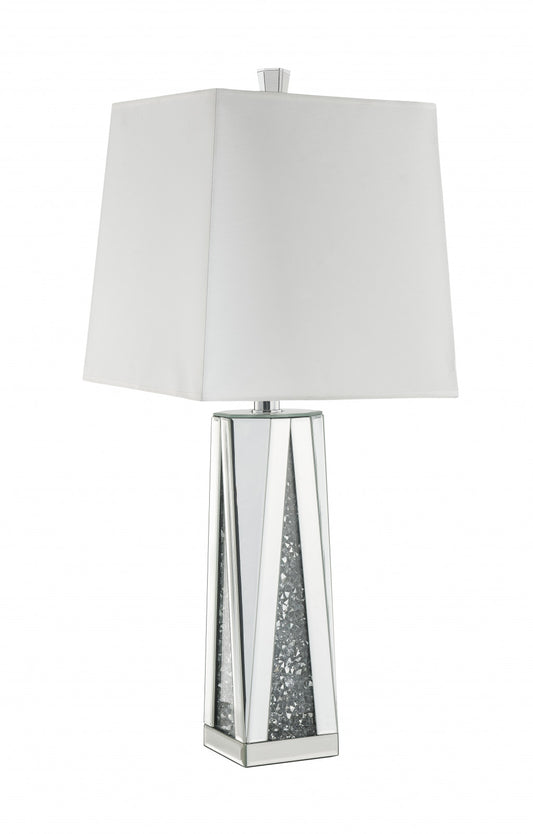 35" Clear Glass Table Lamp With White Square Shade