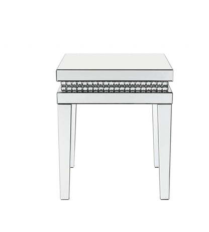 24" Silver Mirrored Square End Table