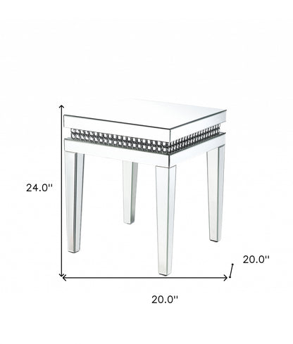 24" Silver Mirrored Square End Table