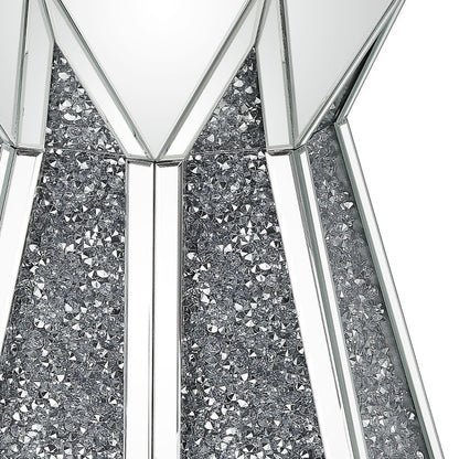 24" Gray And Silver Mirrored Octagon End Table