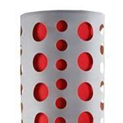 62" Satin Nickel and Red Chrome Modern Floor Lamp