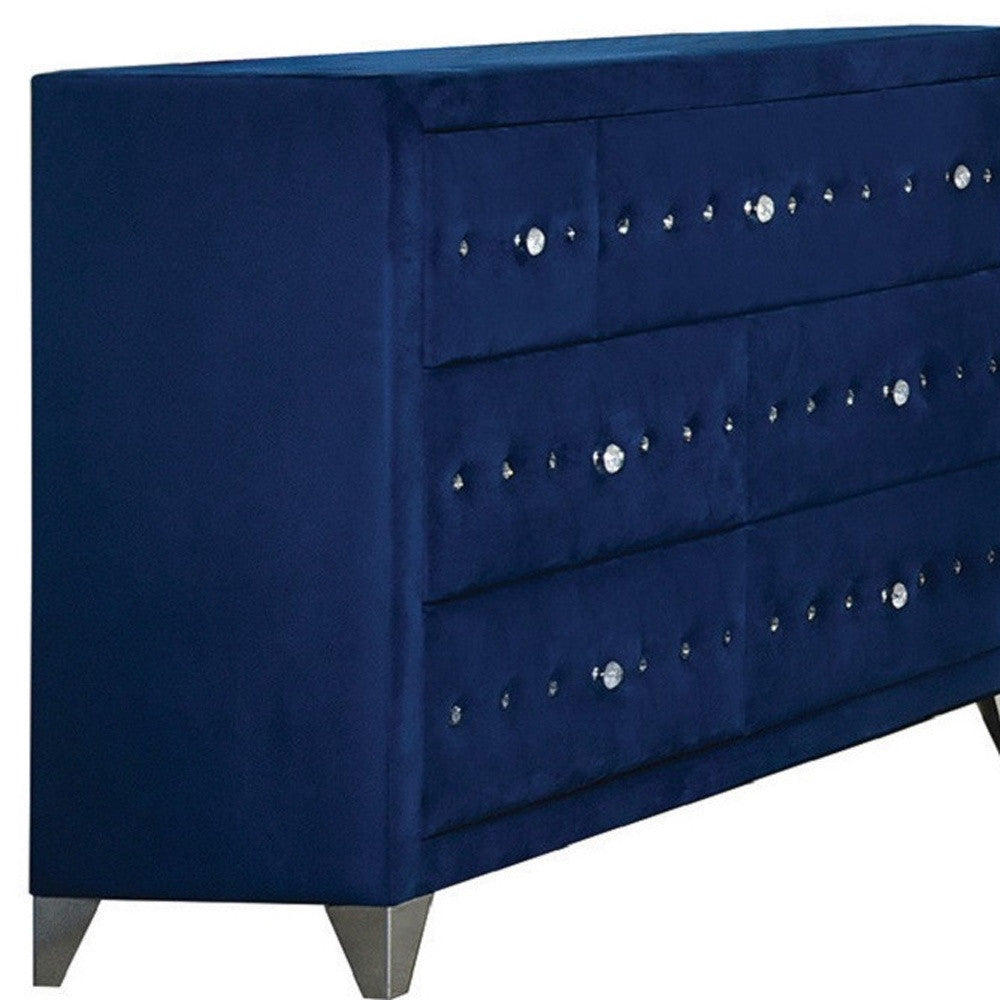 60" Blue Seven Drawer Triple Dresser