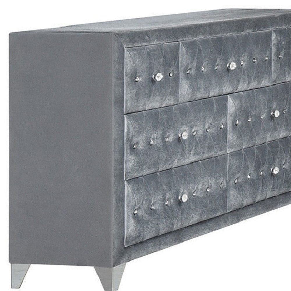 60" Gray Seven Drawer Triple Dresser