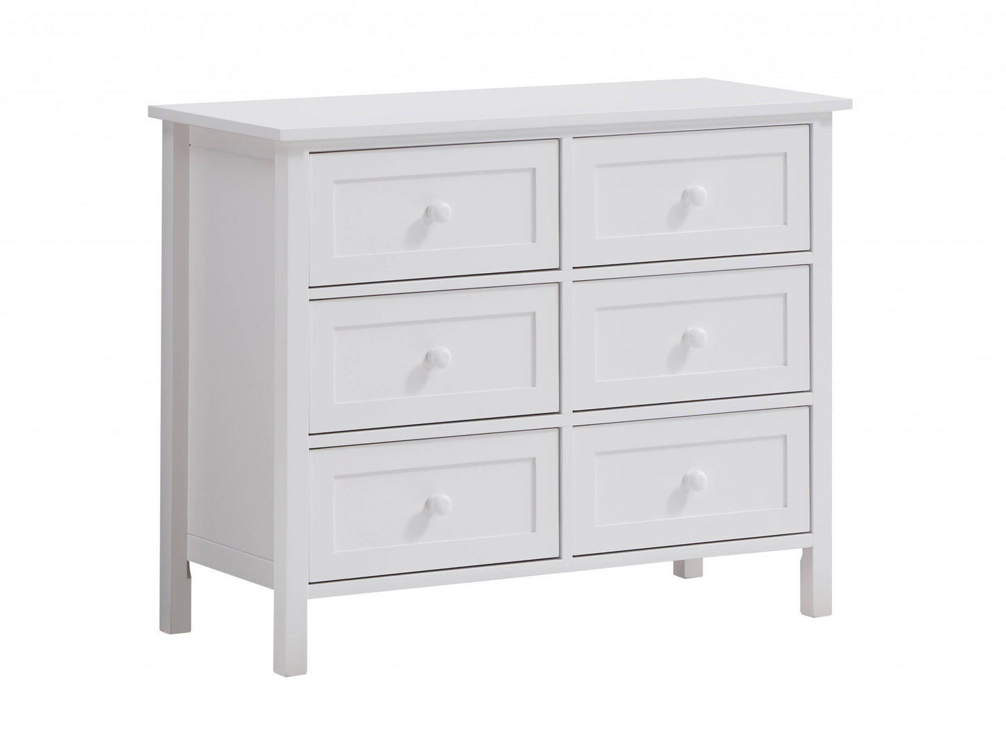 39" White Manufactured Wood Six Drawer Dresser