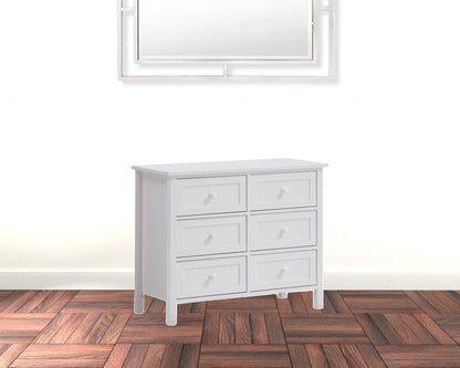 39" White Manufactured Wood Six Drawer Dresser