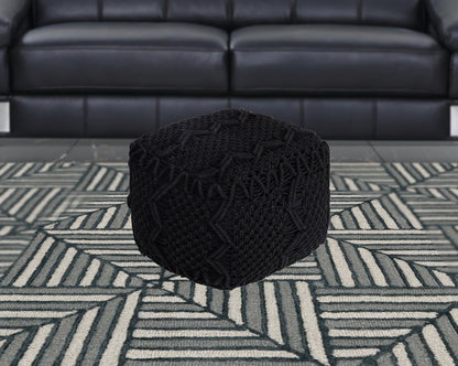 18" Ivory Cotton Blend Pouf Ottoman
