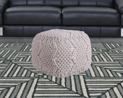 18" Ivory Cotton Blend Pouf Ottoman