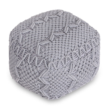 18" Ivory Cotton Blend Pouf Ottoman