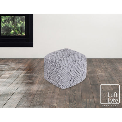 18" Ivory Cotton Blend Pouf Ottoman