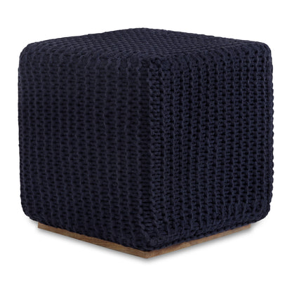 16" Light Gray Cotton Blend And Brown Pouf Ottoman