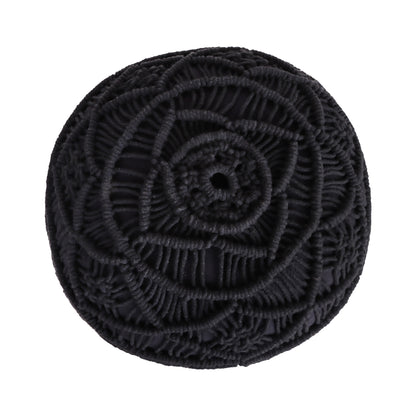 18" Light Gray Cotton Blend And Brown Round Pouf Ottoman