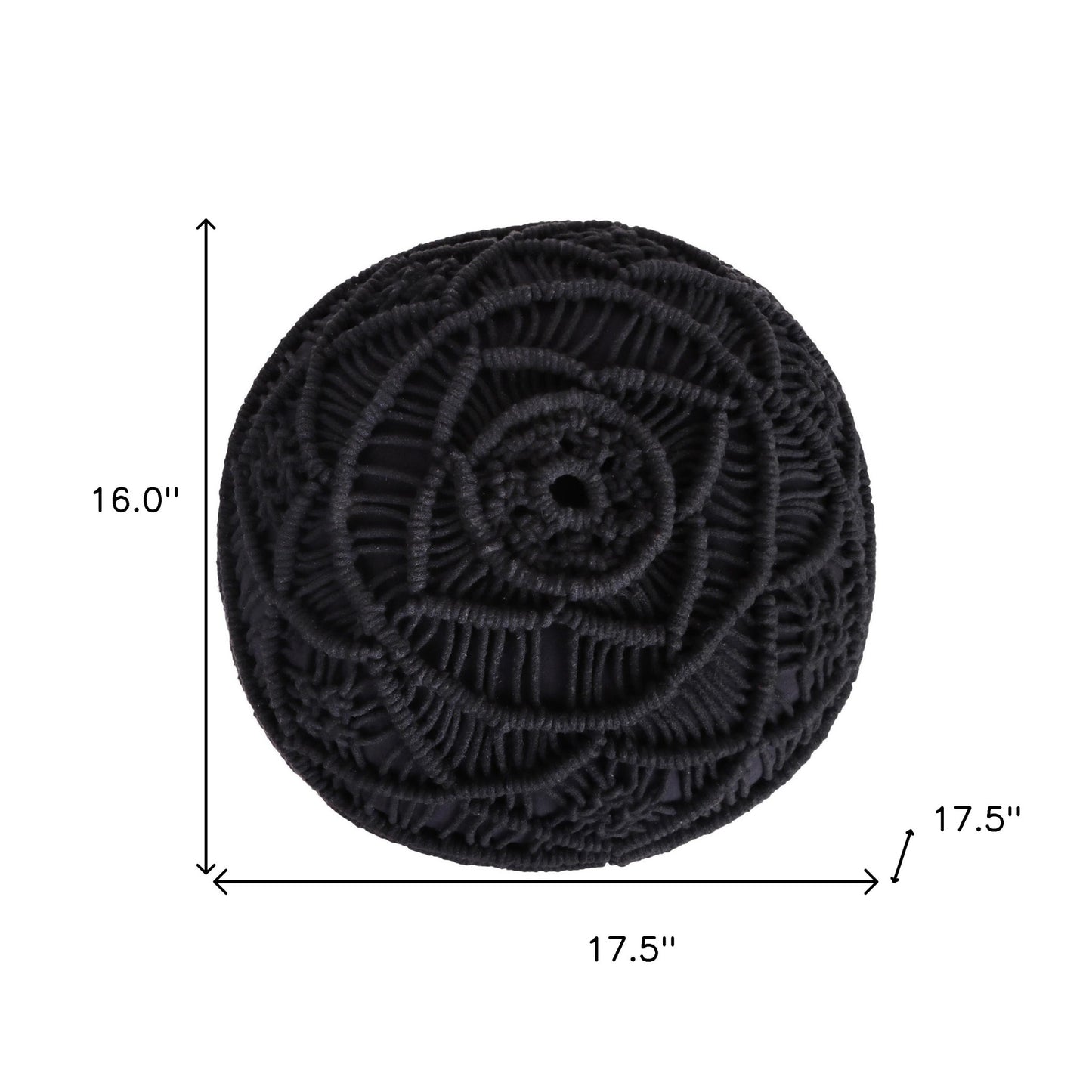 18" Light Gray Cotton Blend And Brown Round Pouf Ottoman
