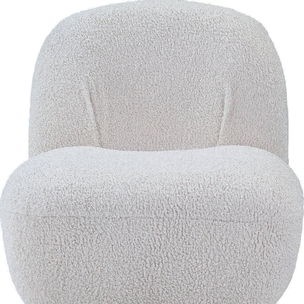 32" White Sherpa Solid Color Swivel Slipper Chair