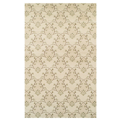 8' X 10' Beige Green And Brown Floral Vines Stain Resistant Area Rug