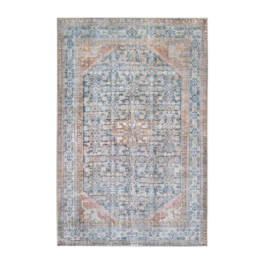 7' X 9' Latte Oriental Medallion Stain Resistant Area Rug