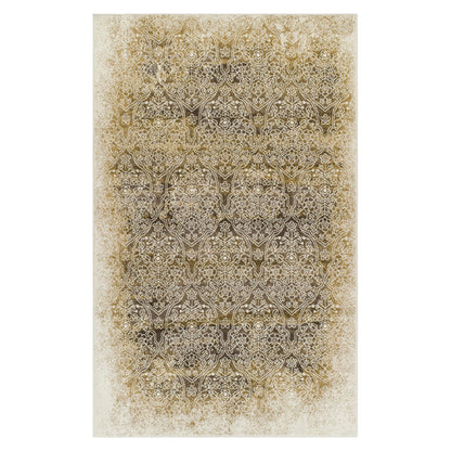 5' X 8' Camel Medallion Stain Resistant Area Rug