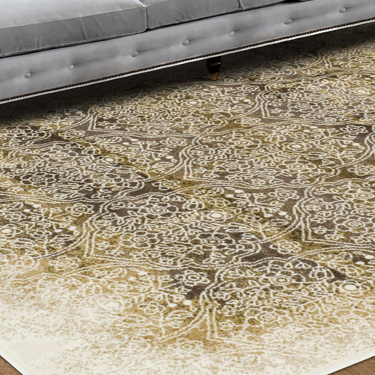 8' X 10' Camel Medallion Stain Resistant Area Rug