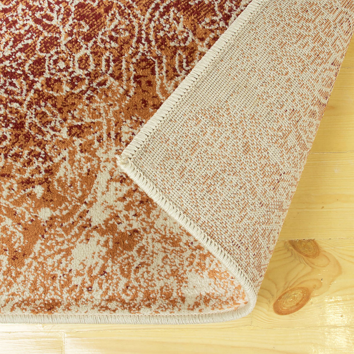 8' X 10' Orange Medallion Stain Resistant Area Rug