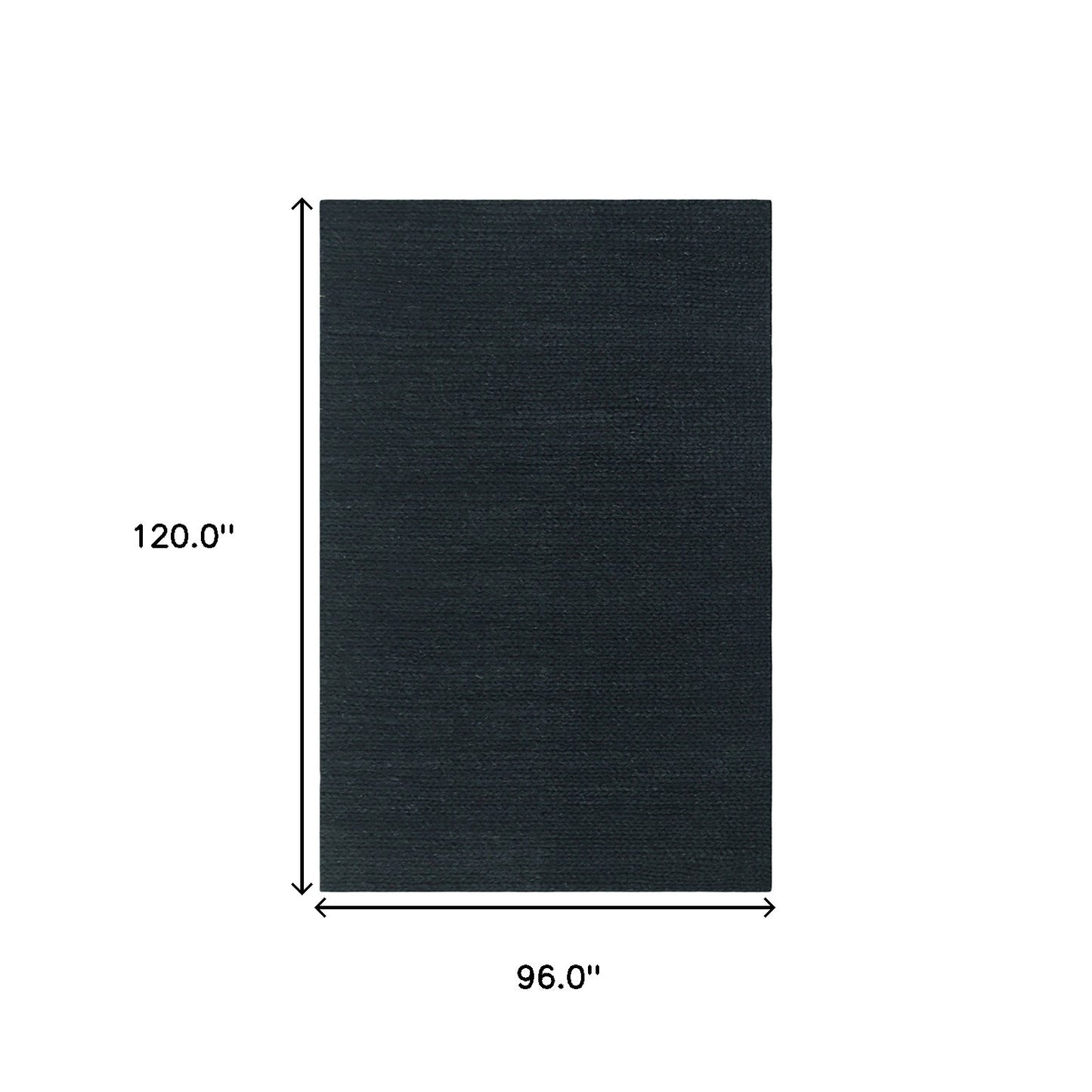 8' X 10' Black Wool Handmade Stain Resistant Area Rug