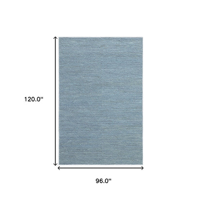 8' X 10' Light Blue Wool Handmade Stain Resistant Area Rug