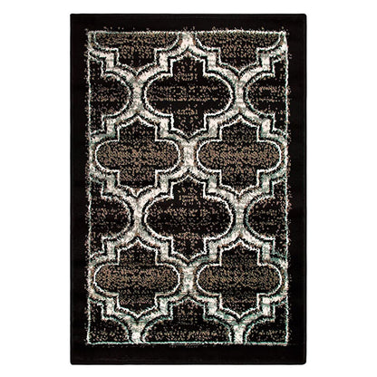 2' X 3' Black Geometric Stain Resistant Area Rug