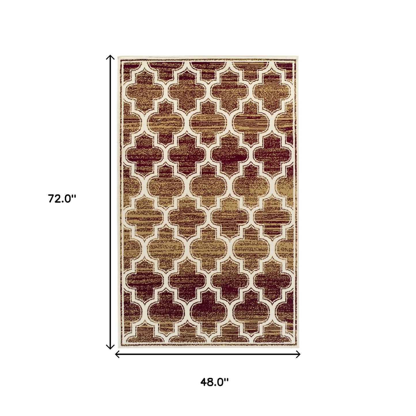 4' X 6' Brick And Gold Geometric Stain Resistant Area Rug