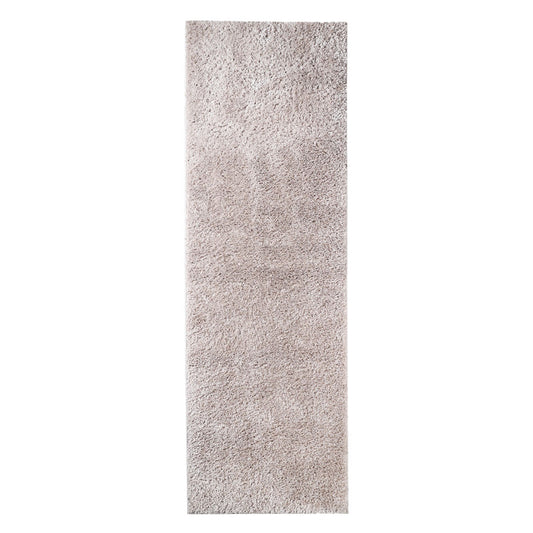 8' Beige Shag Stain Resistant Runner Rug