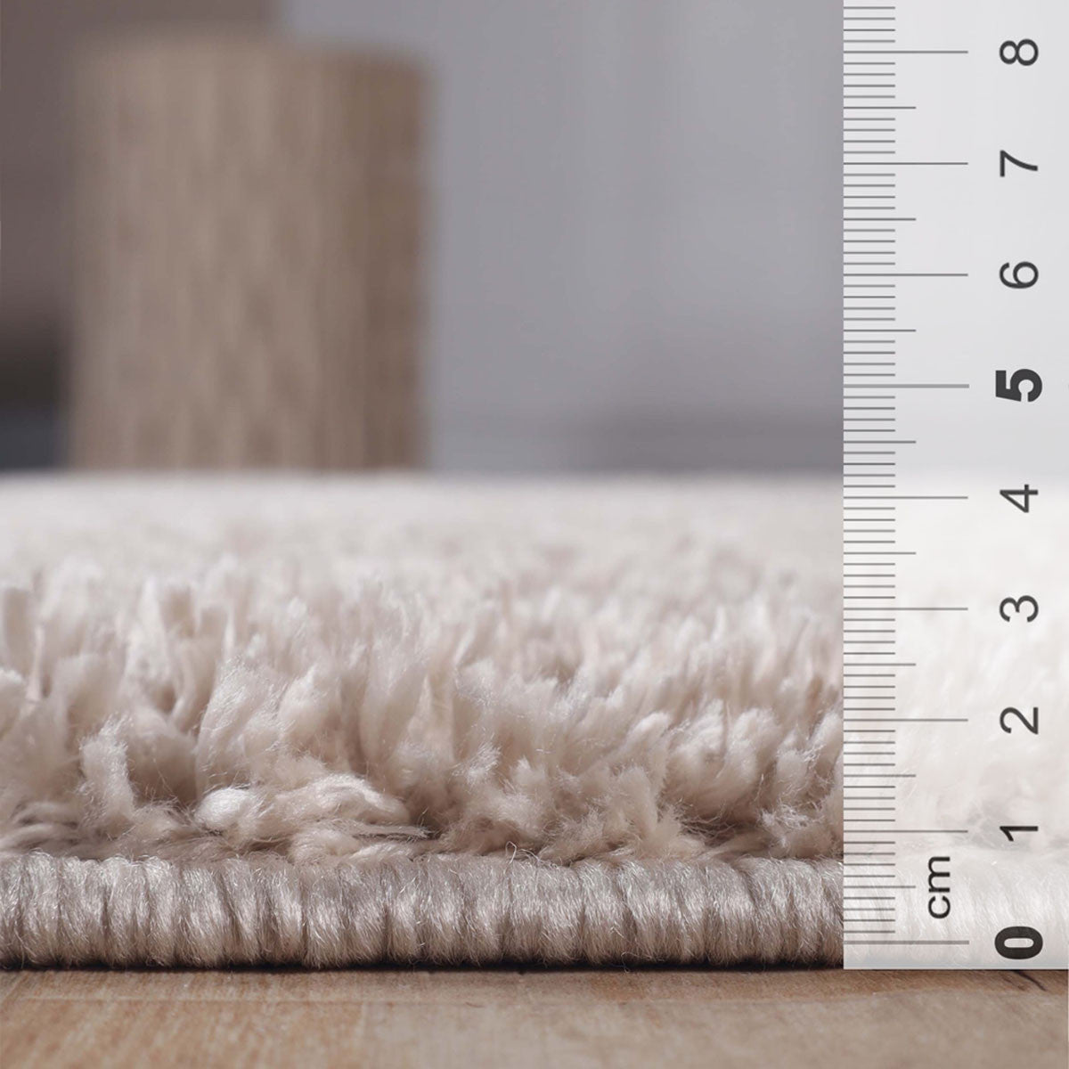 8' Beige Shag Stain Resistant Runner Rug