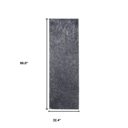 8' Grey Shag Stain Resistant Runner Rug