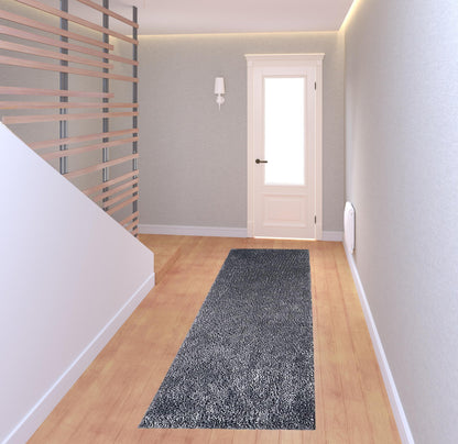 8' Grey Shag Stain Resistant Runner Rug