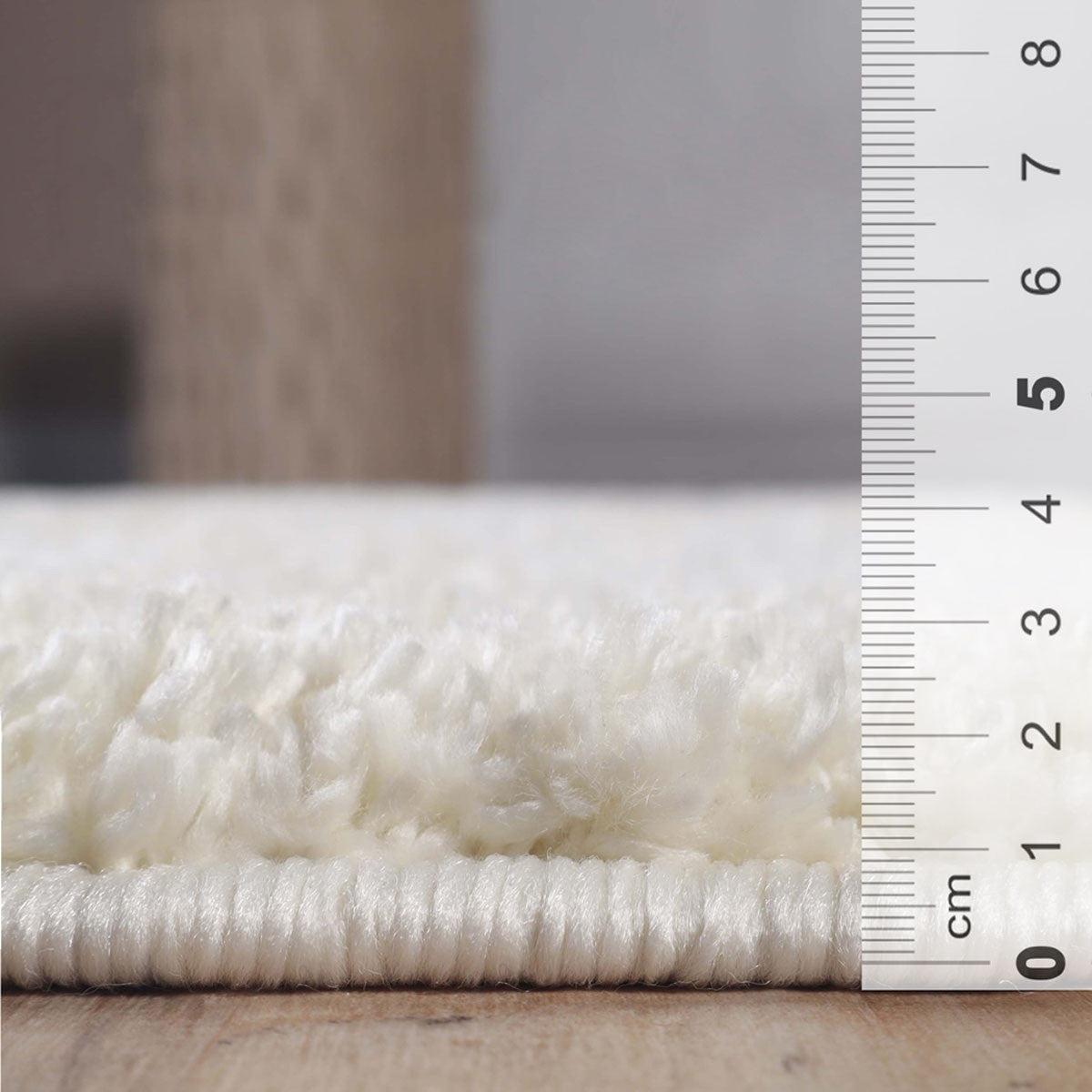 8' Ivory Shag Stain Resistant Runner Rug