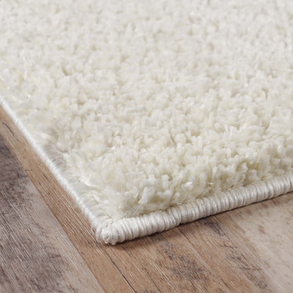8' X 10' Ivory Shag Stain Resistant Area Rug