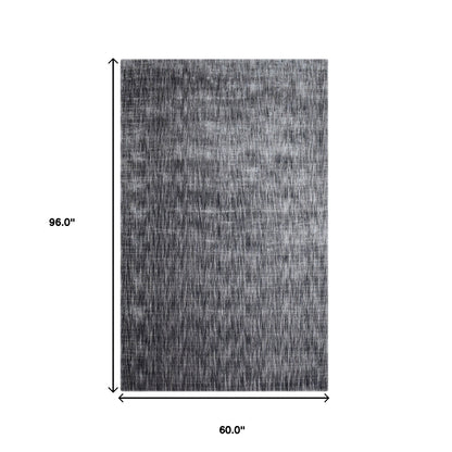 5' X 8' Grey Abstract Handmade Stain Resistant Area Rug