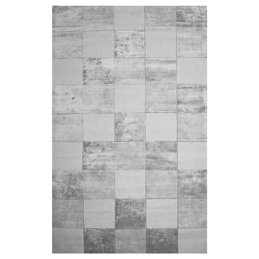 5' X 8' Grey Geometric Hand Woven Stain Resistant Area Rug