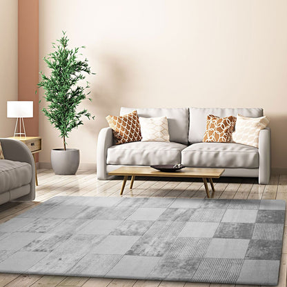 5' X 8' Grey Geometric Hand Woven Stain Resistant Area Rug