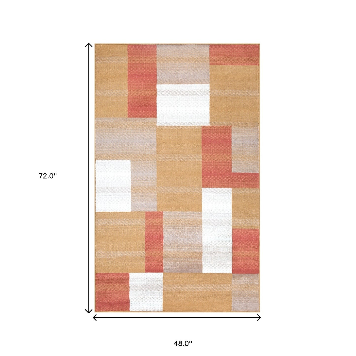 4' X 6' Terra Cotta Patchwork Power Loom Stain Resistant Area Rug