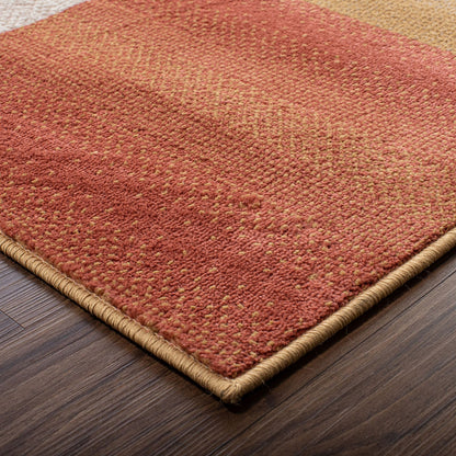 4' X 6' Terra Cotta Patchwork Power Loom Stain Resistant Area Rug