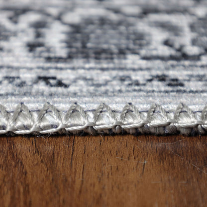 7' Brown Medallion Stain Resistant Runner Rug