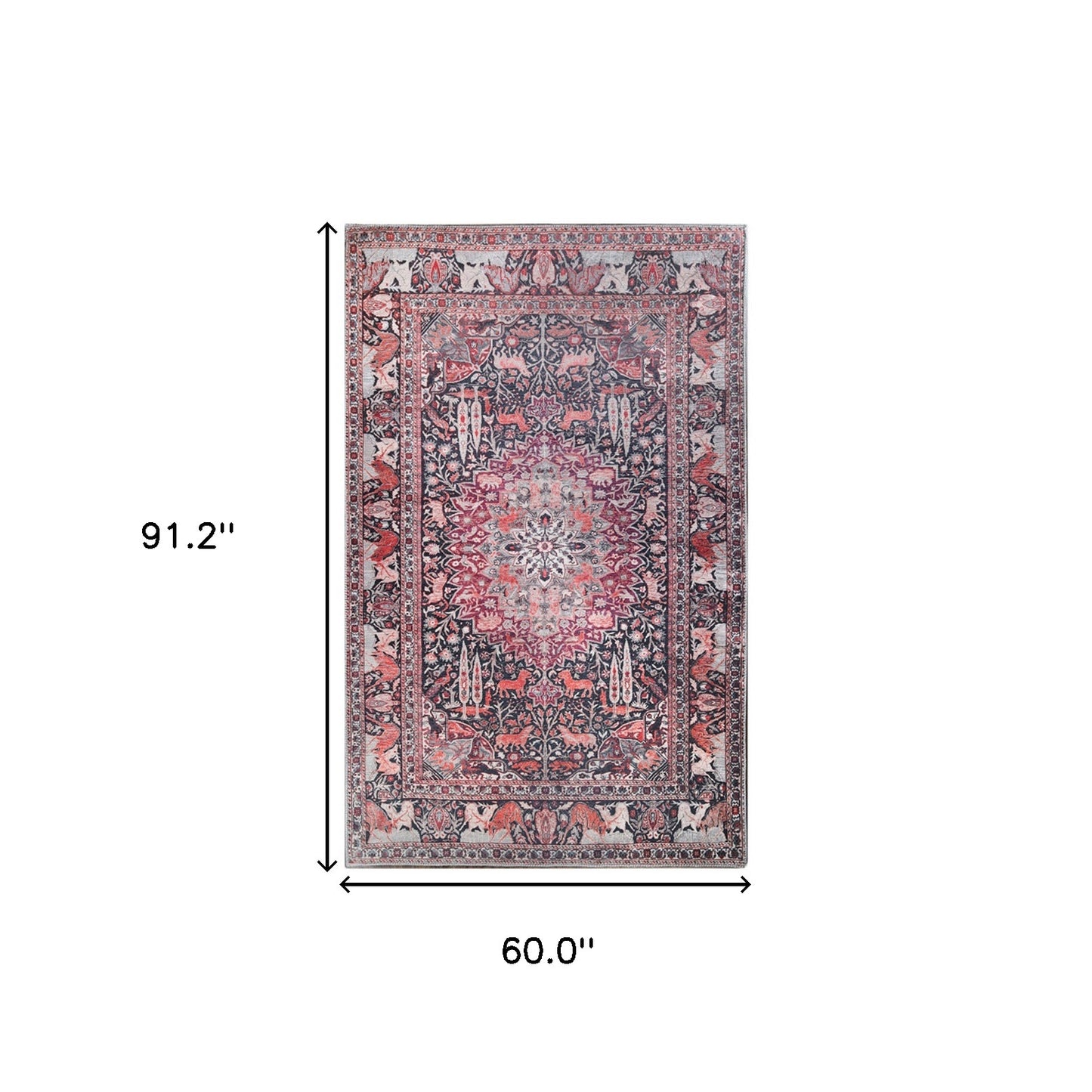 5' X 7' Garnet Red Medallion Stain Resistant Area Rug