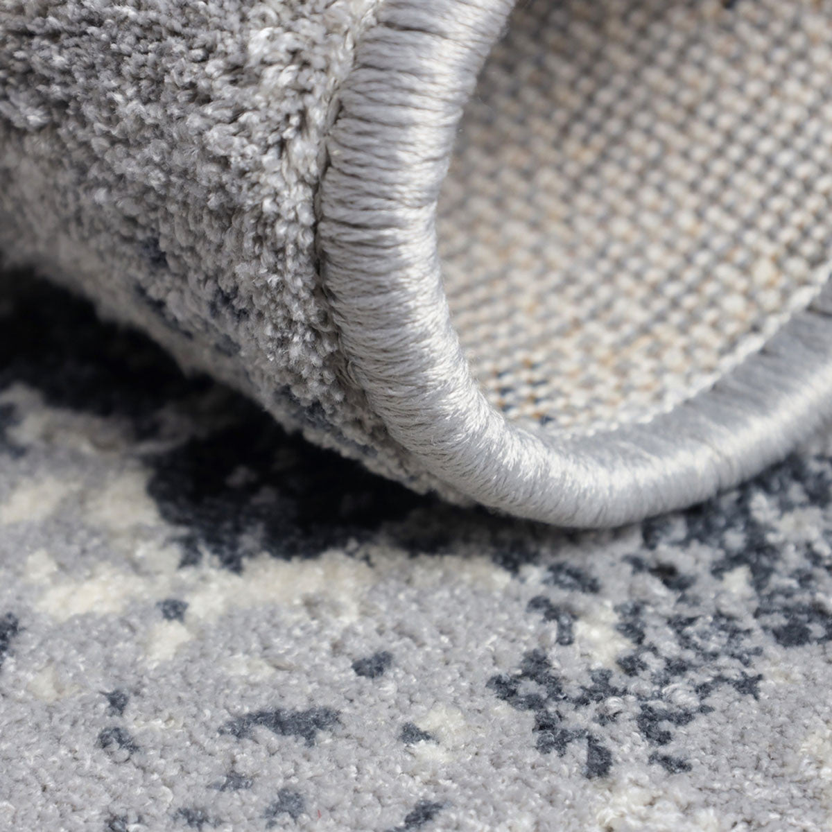 8' Silver And Gray Geometric Medallion Stain Resistant Runner Rug