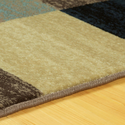 2' X 3' Blue And Teal Geometric Power Loom Stain Resistant Area Rug
